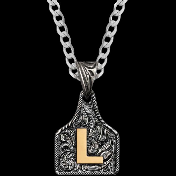 Mini Initial Cow Tag Necklace 